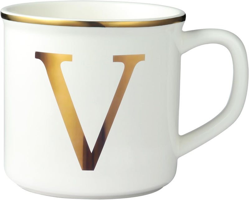 Miicol Ceramic Coffee Mug 16 oz, Monogram Coffee Cup, Golden Initial Tea Mug, Personalized Tea Cup, Unique Gift, Large Mug for Home, Office, Letter V - Image 1